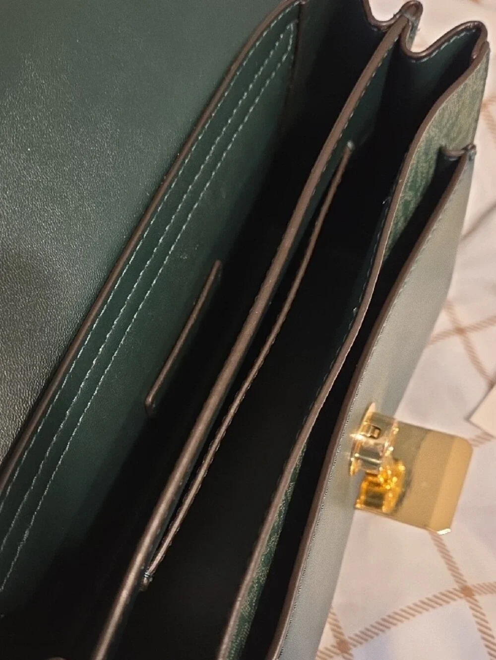 Michael Kors Dark Green MK Logo Chain Crossbody Bag